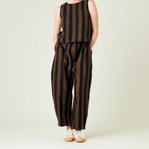 Mabel Linen Trousers | Rust & Black Stripe | UK 8-10 | NWT